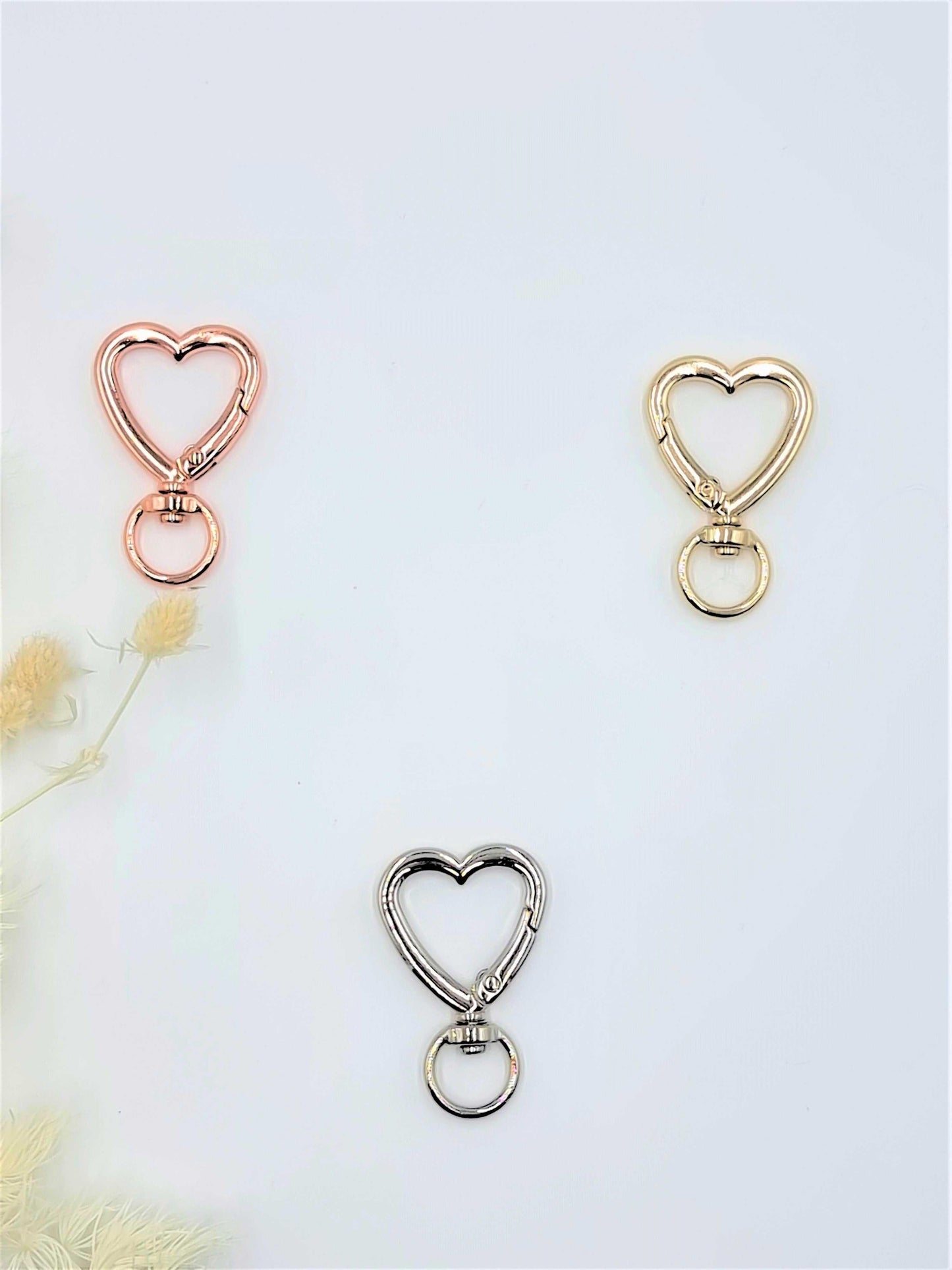 Heart Shaped Key Ring Clasps 3 Piece 27mmx40mm | Heart Key Ring Stardust Melbourne