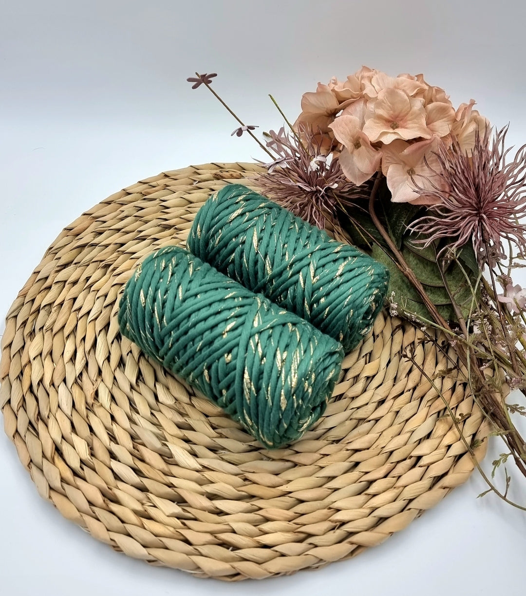 Shiny Gold Emerald Green - 3MM Single Strand Luxe Cotton String Stardust Melbourne