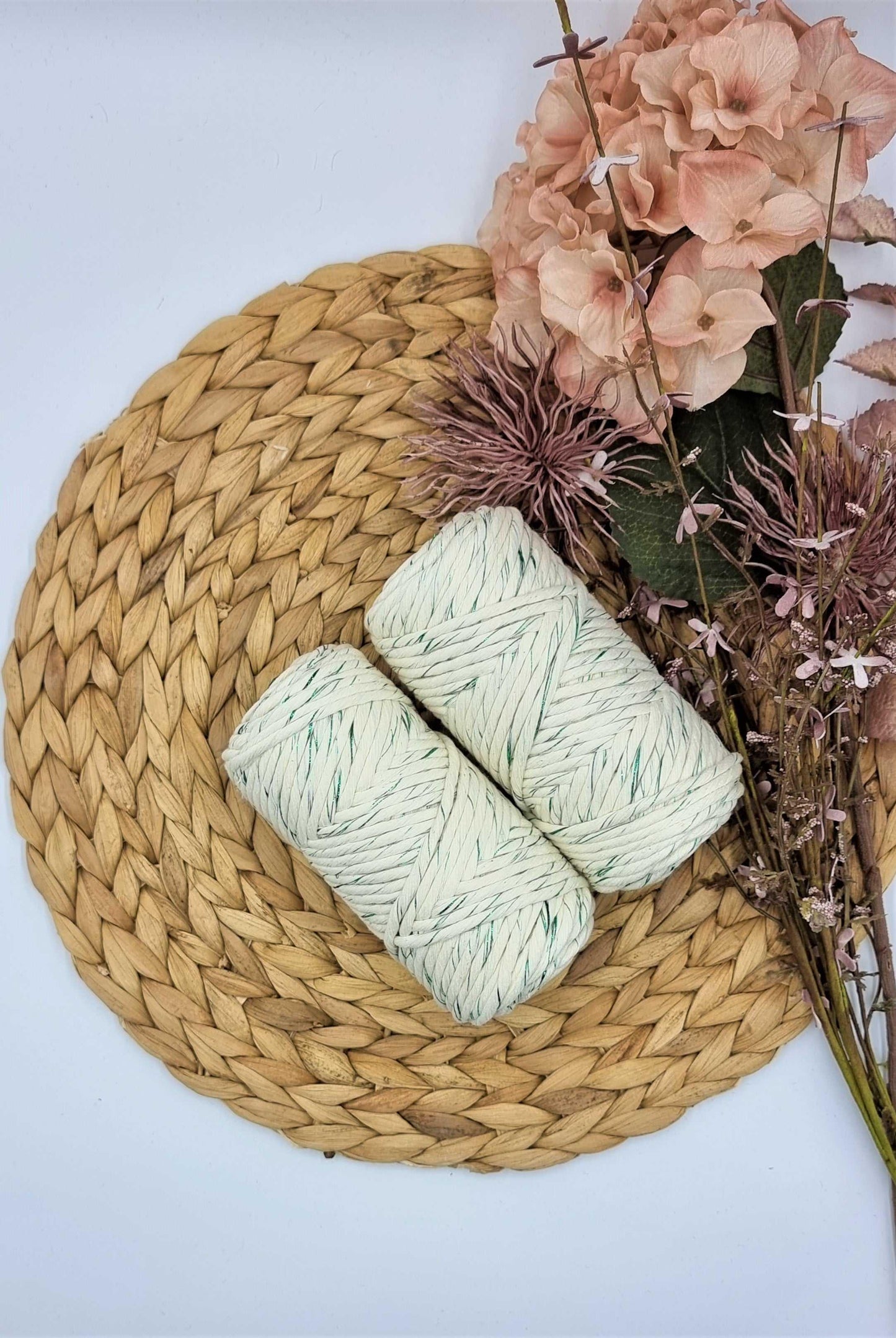 Shiny Green Natural Macrame Cord - 3MM Single Strand Luxe Cotton String Stardust Melbourne