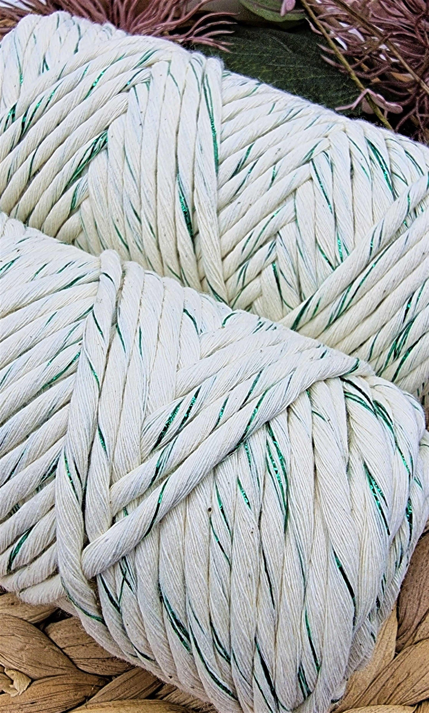 Shiny Green Natural Macrame Cord - 3MM Single Strand Luxe Cotton String Stardust Melbourne