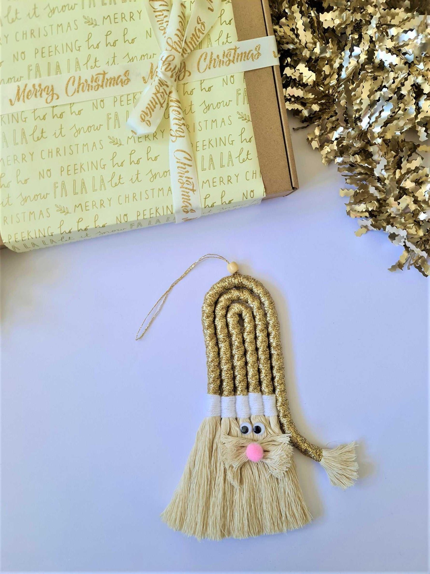 Macrame Golden Santa Clause | Christmas Design - Stardust Melbourne