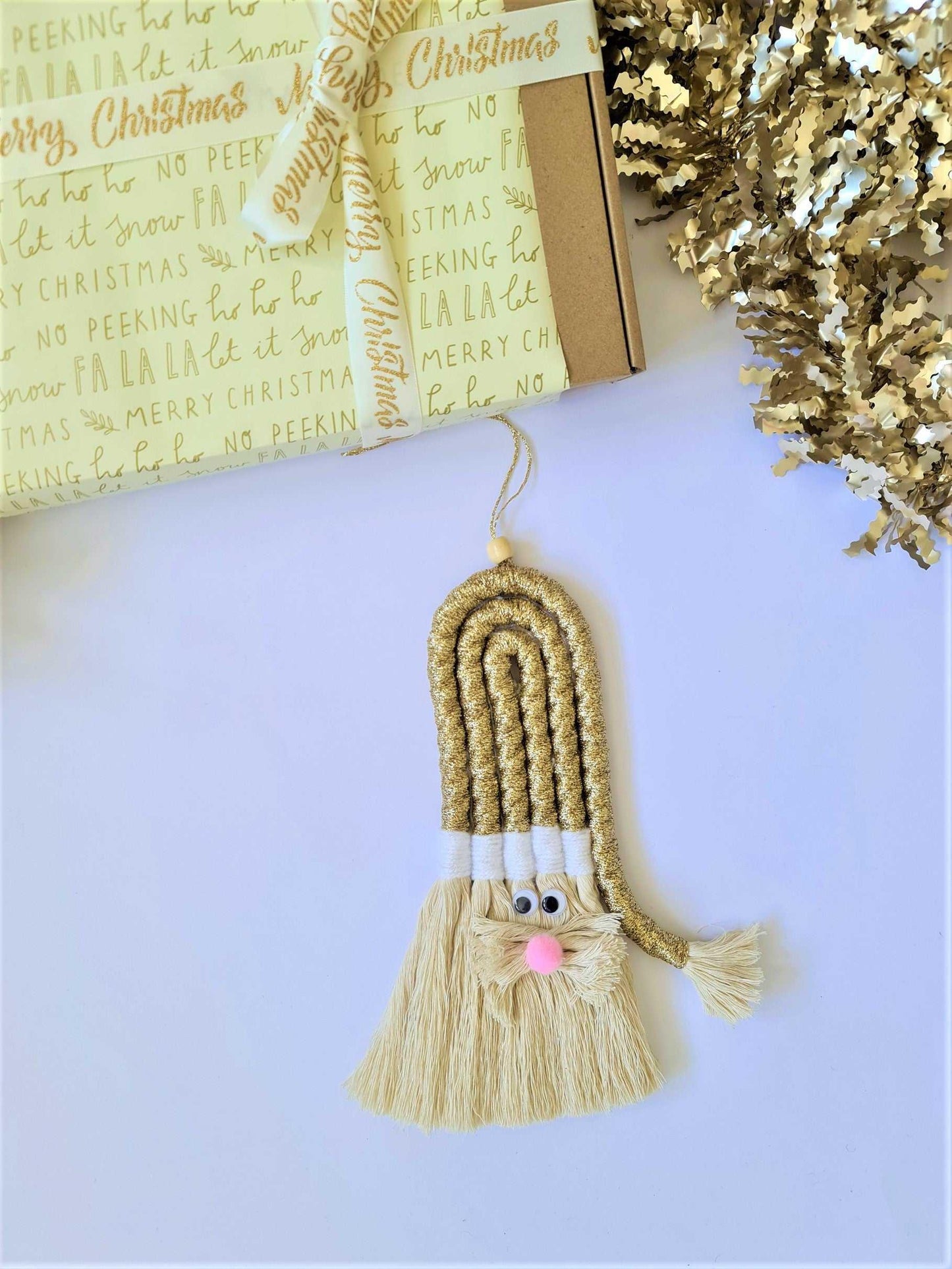Macrame Golden Santa Clause | Christmas Design - Stardust Melbourne