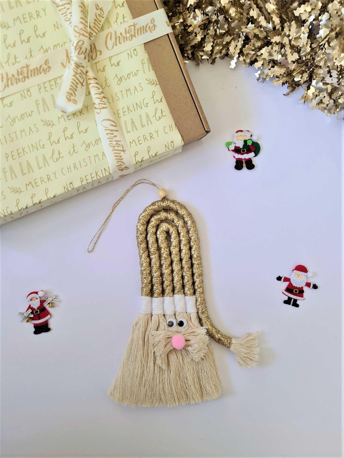Macrame Golden Santa Clause | Christmas Design - Stardust Melbourne