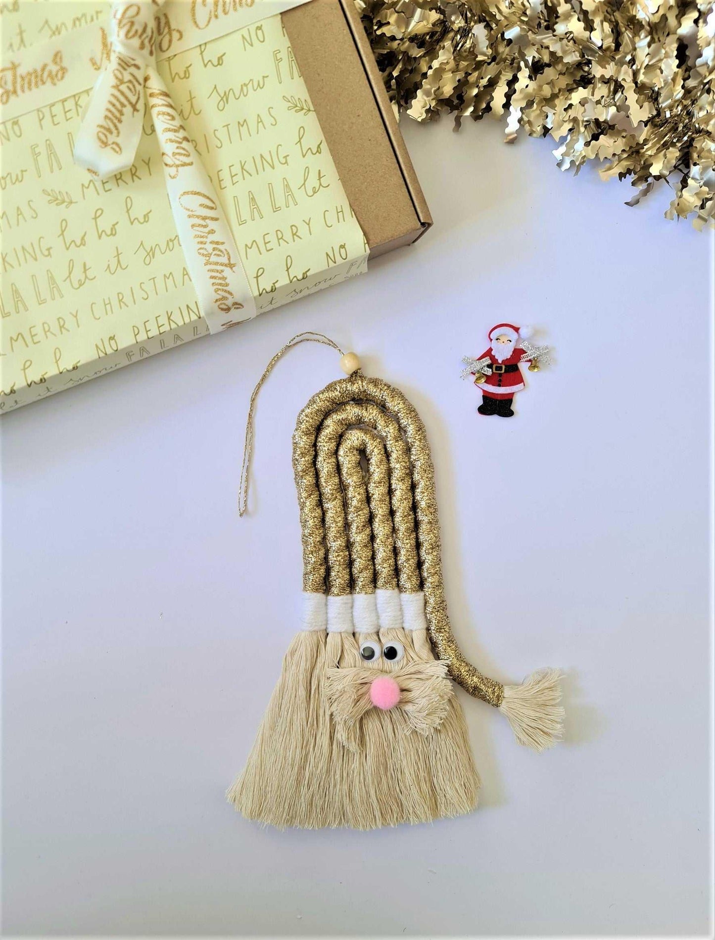 Macrame Golden Santa Clause | Christmas Design - Stardust Melbourne