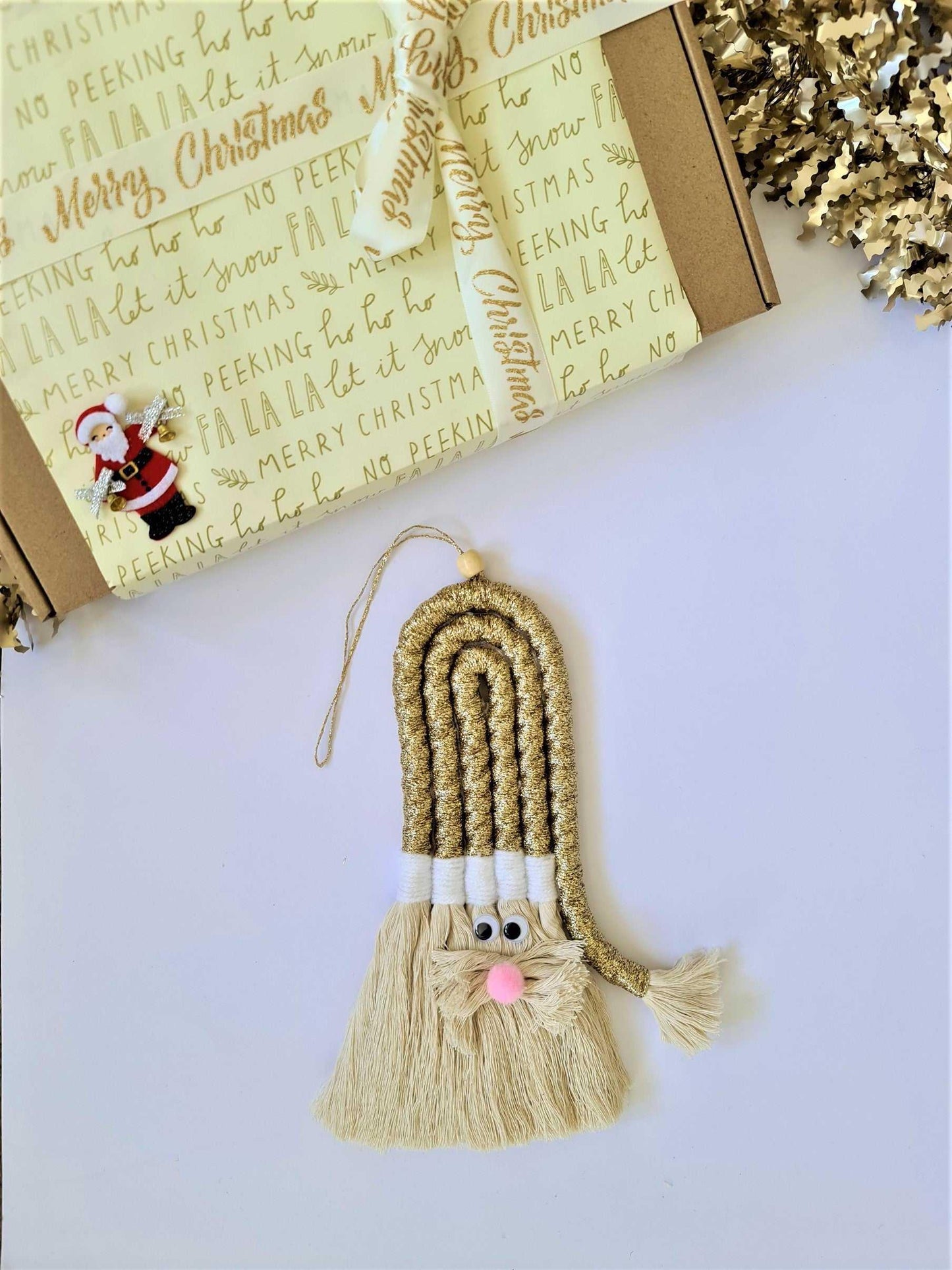 Macrame Golden Santa Clause | Christmas Design - Stardust Melbourne