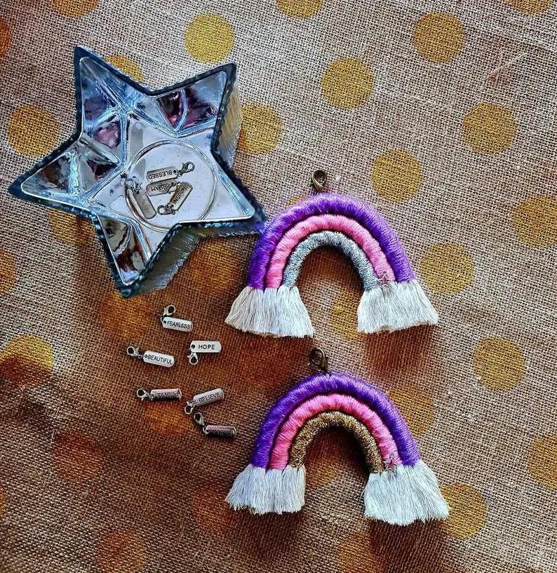 Macrame Keychain Macrame Rainbow key Chain | Bag Accessories - Stardust Melbourne