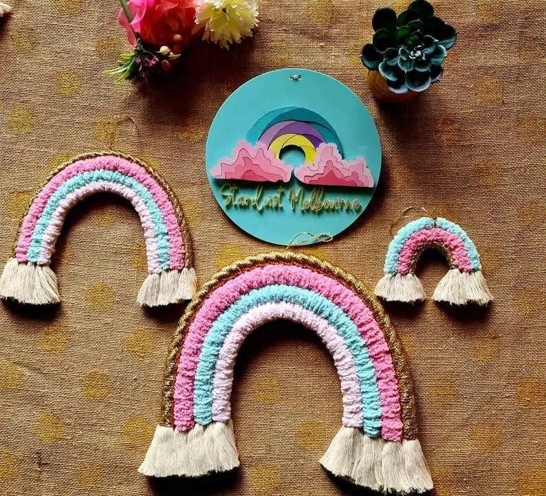 Macrame Rainbow Set | 1 Big 1 Medium 1 Small Macrame Rainbow - Stardust Melbourne
