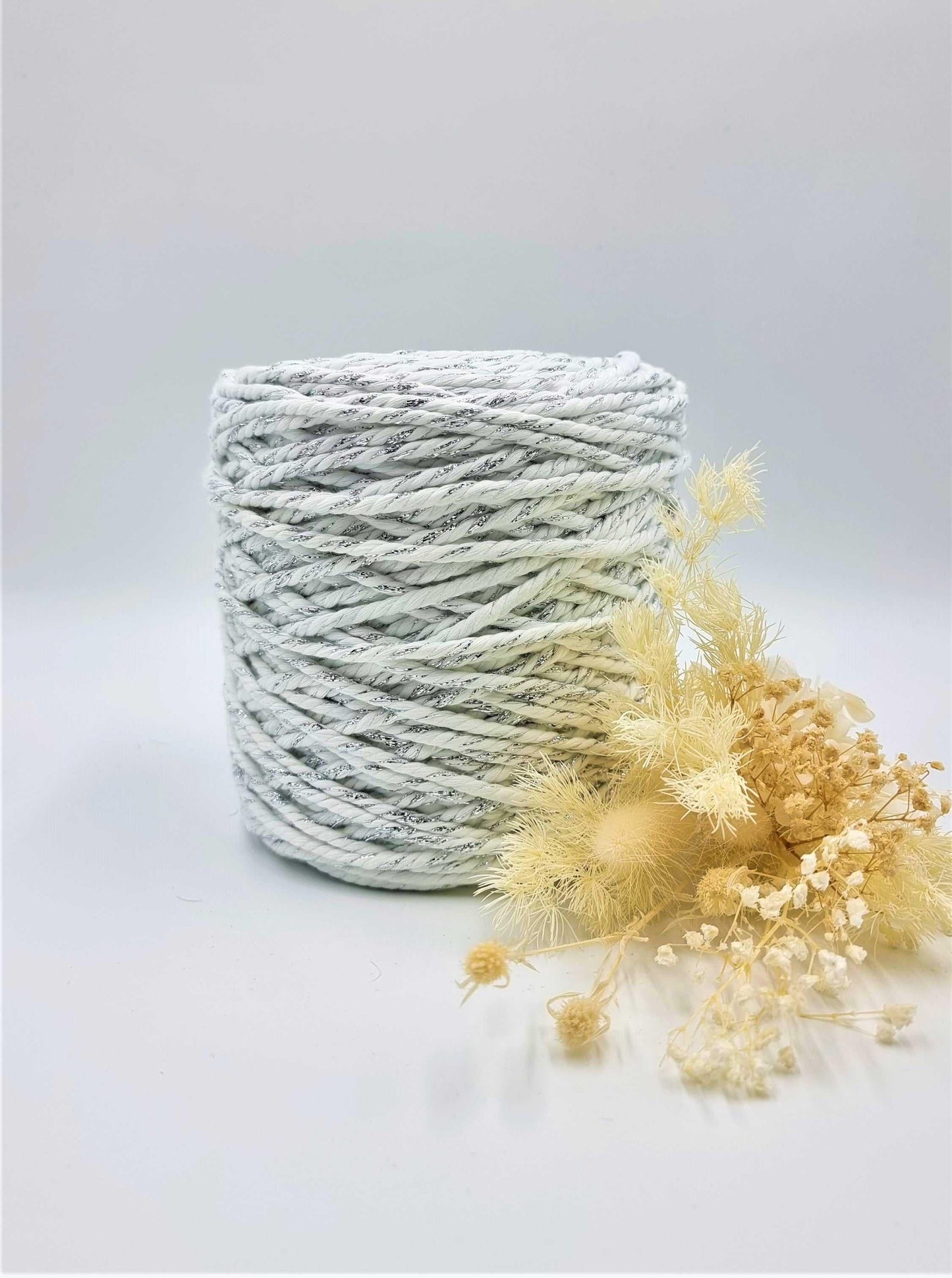 Shiny Silver White- 3MM 3 Strand Luxe Cotton Rope 1KG Stardust Melbourne