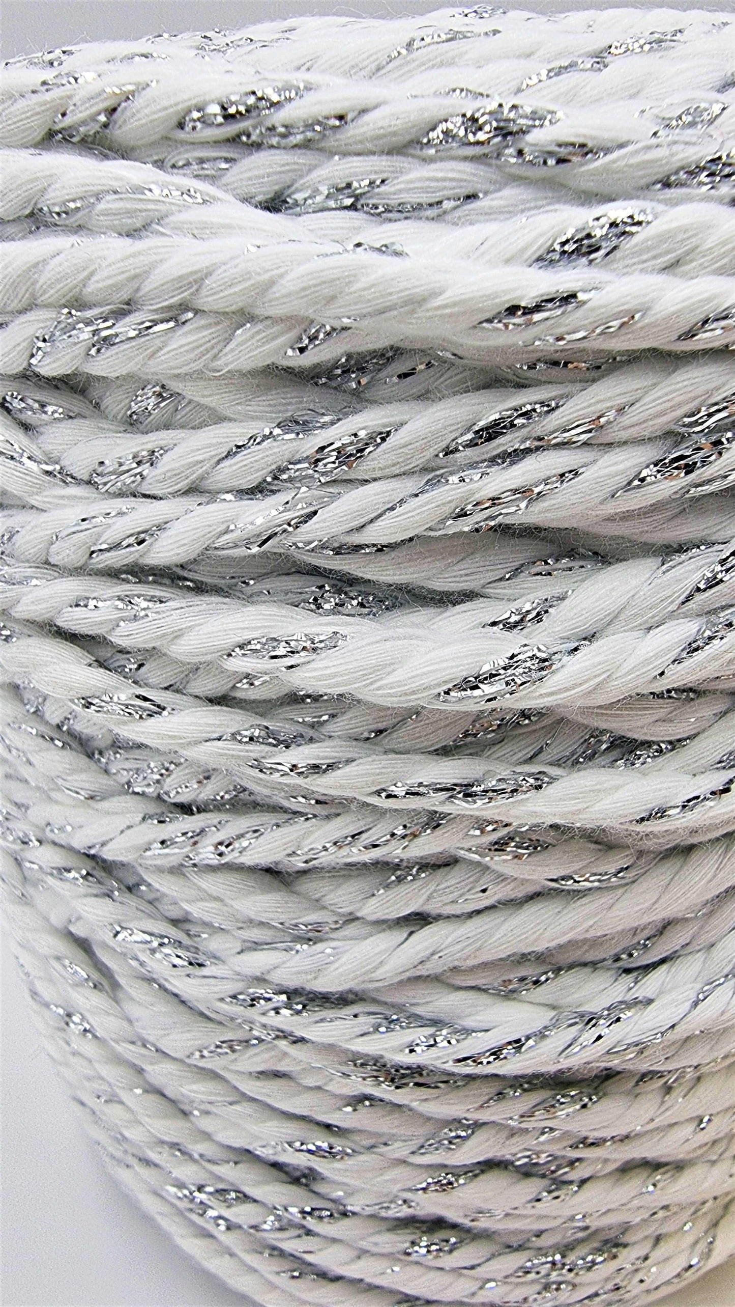 Shiny Silver White- 3MM 3 Strand Luxe Cotton Rope 1KG Stardust Melbourne