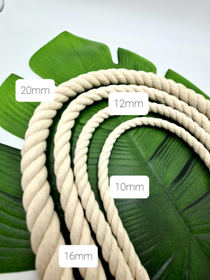 12mm Cotton Rope Macrame Natural Cotton Rope | 3 ply Twisted Rope Stardust Melbourne