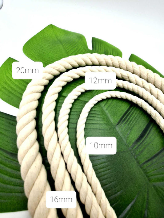 20mm Macrame Rope Macrame Natural Cotton Rope | 3 ply Twisted Rope Stardust Melbourne
