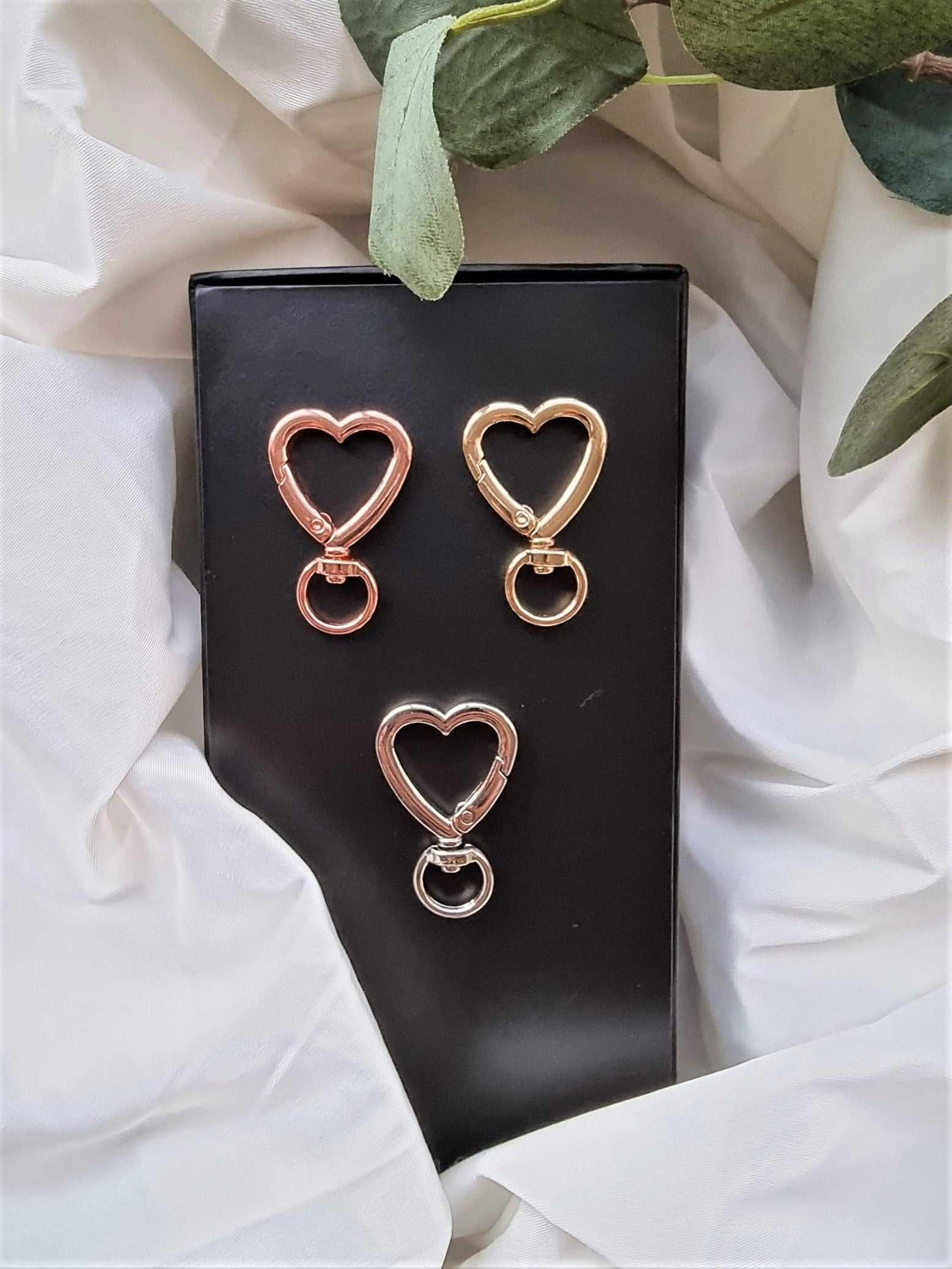 Heart Shaped Key Ring Clasps 3 Piece 27mmx40mm | Heart Key Ring Stardust Melbourne