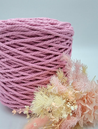 Candy Pink 3 Strand Macrame Cord - 3MM 3 Strand Luxe Cotton String 1KG Stardust Melbourne