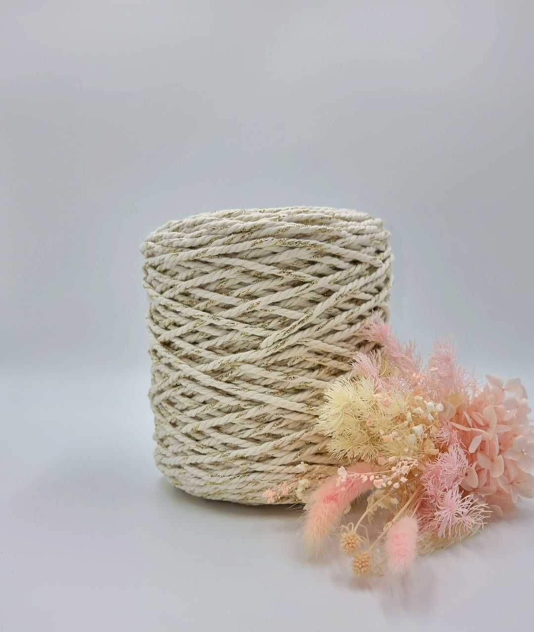 Natural Shiny Gold 3 Strand Macrame Cord - 3MM 3 Strand Luxe Cotton String 1KG Stardust Melbourne