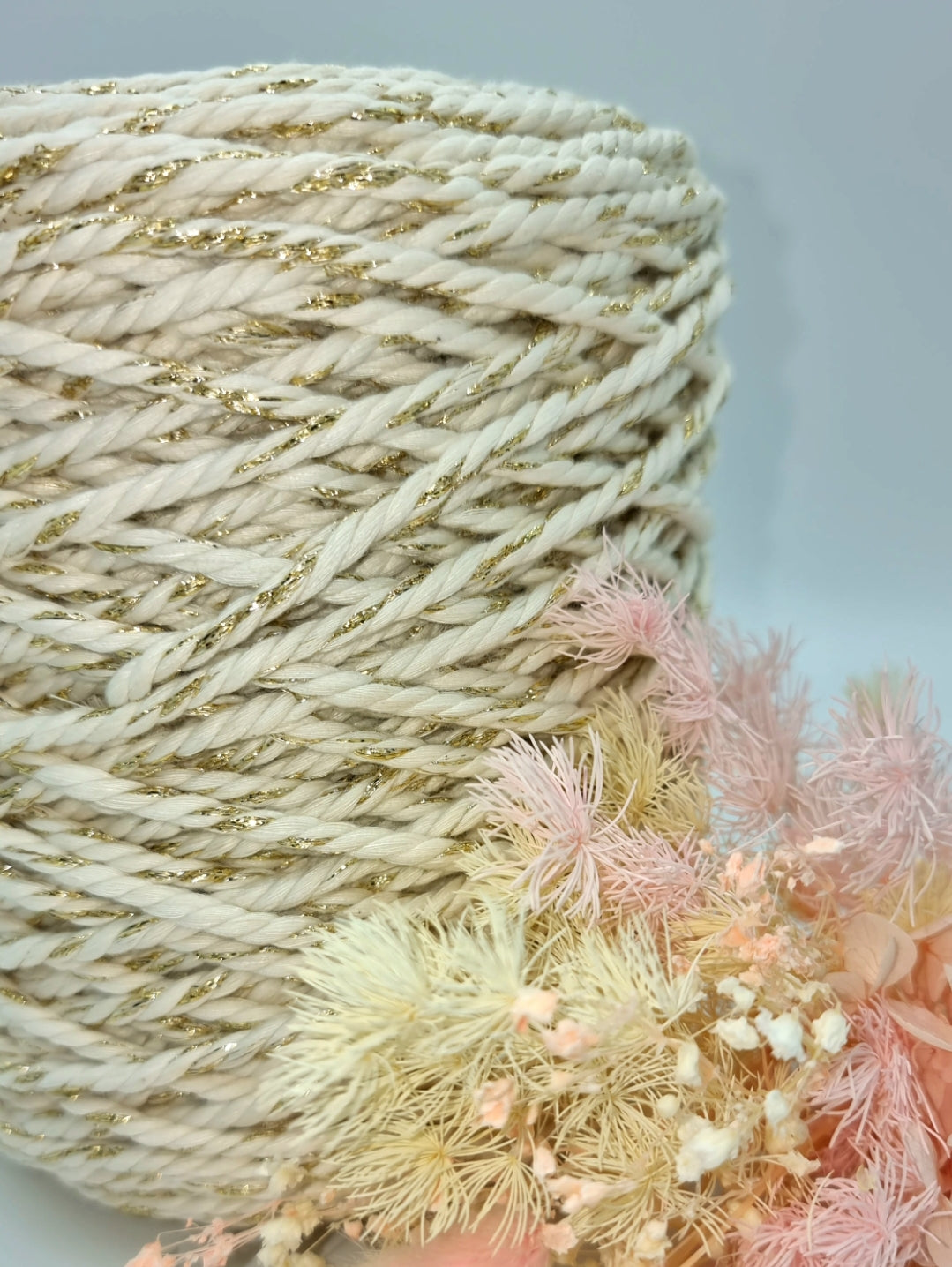 Natural Shiny Gold 3 Strand Macrame Cord - 3MM 3 Strand Luxe Cotton String 1KG Stardust Melbourne