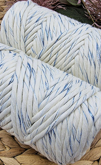 Shiny Blue Natural Macrame Cord - 3MM Single Strand Luxe Cotton String Stardust Melbourne