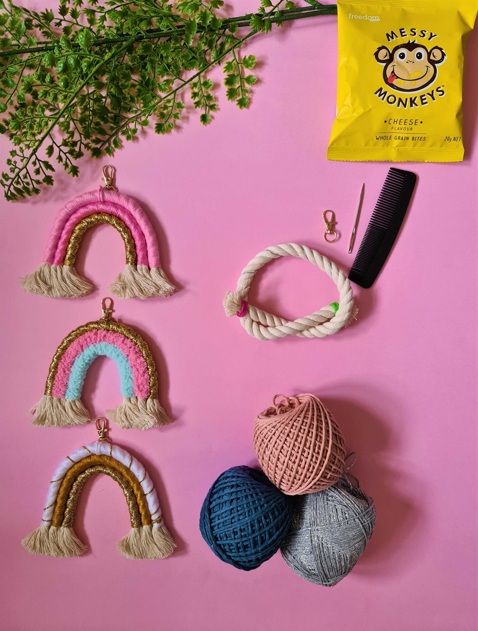DIY Macrame Rainbow Key Chain Kit | Do it Yourself Rainbow - Stardust Melbourne