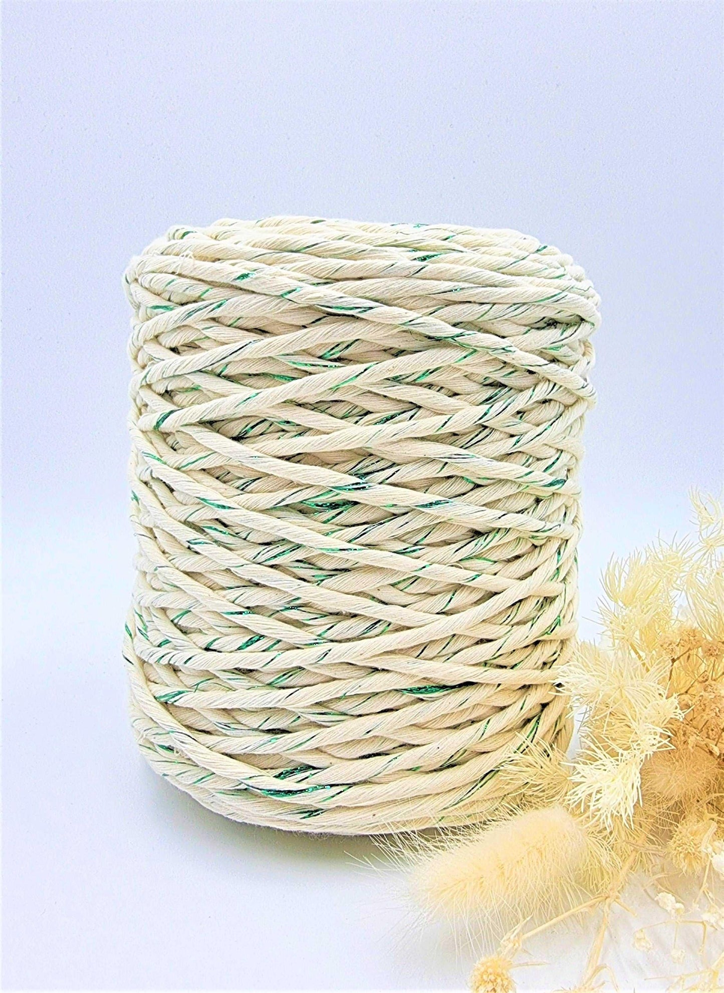 Shiny Green Natural Macrame Cord - 3MM Single Strand Luxe Cotton String 1KG Stardust Melbourne