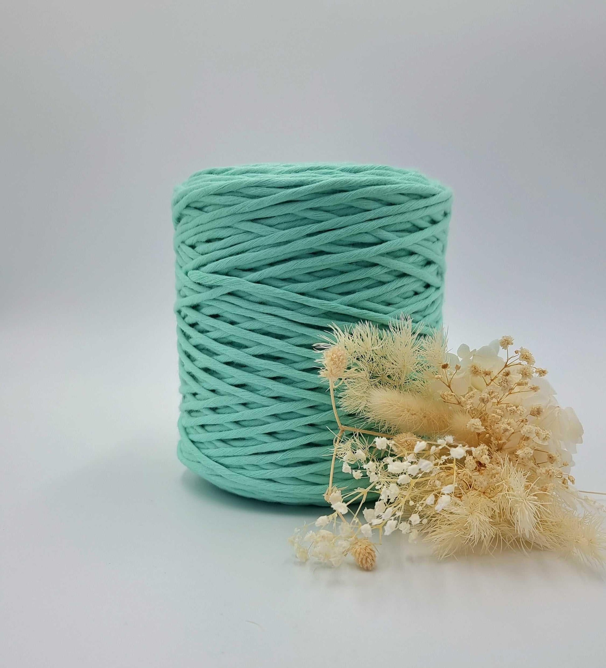 Sweet Mint Green Macrame Cord - 3MM  Single Strand Luxe Cotton String 1KG Stardust Melbourne