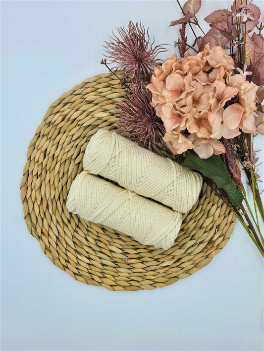 NATURAL - 3MM  3 Strand 100% Cotton Cord Stardust Melbourne