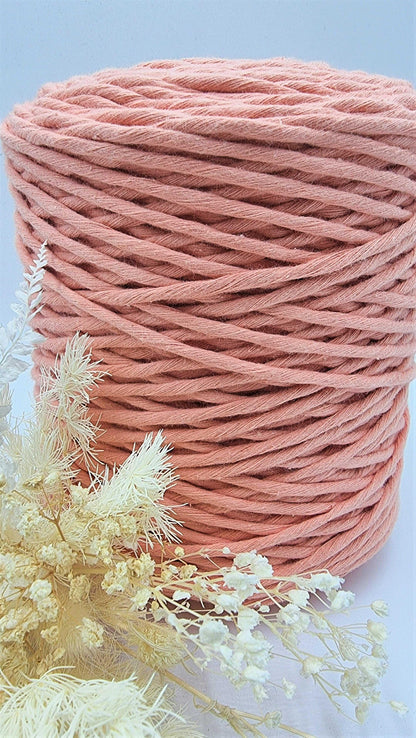 Peach Macrame Cord - 3MM  Single Strand Luxe Cotton String 1KG Stardust Melbourne