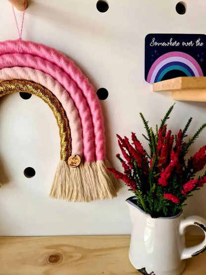 Rainbow Macrame Wall Hanging Sugar Candy Pink - Large - Stardust Melbourne