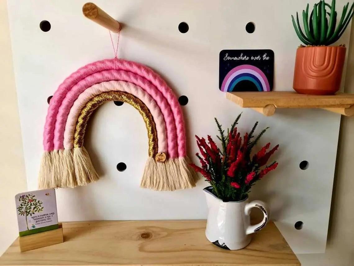 Rainbow Macrame Wall Hanging Sugar Candy Pink - Large - Stardust Melbourne