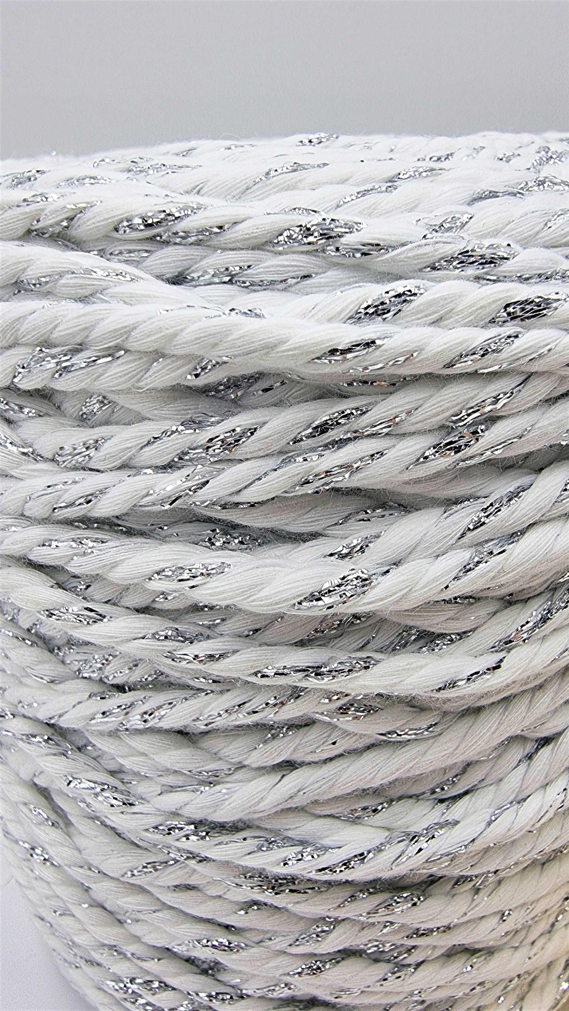 Shiny Silver White- 3MM 3 Strand Luxe Cotton Rope 1KG Stardust Melbourne