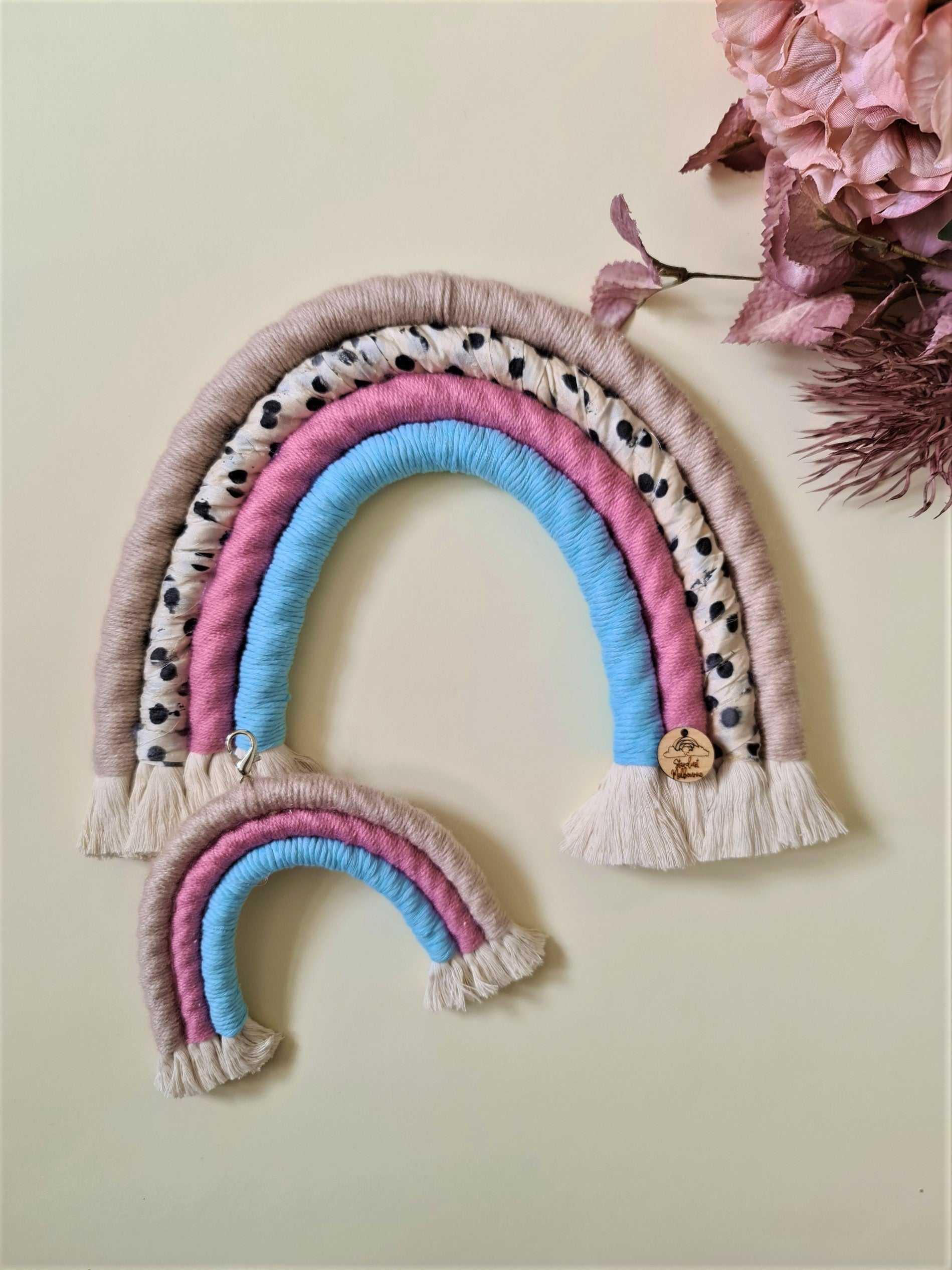 Small Rainbow Macrame  Wall Hanging Rainbow Decoration - Stardust Melbourne