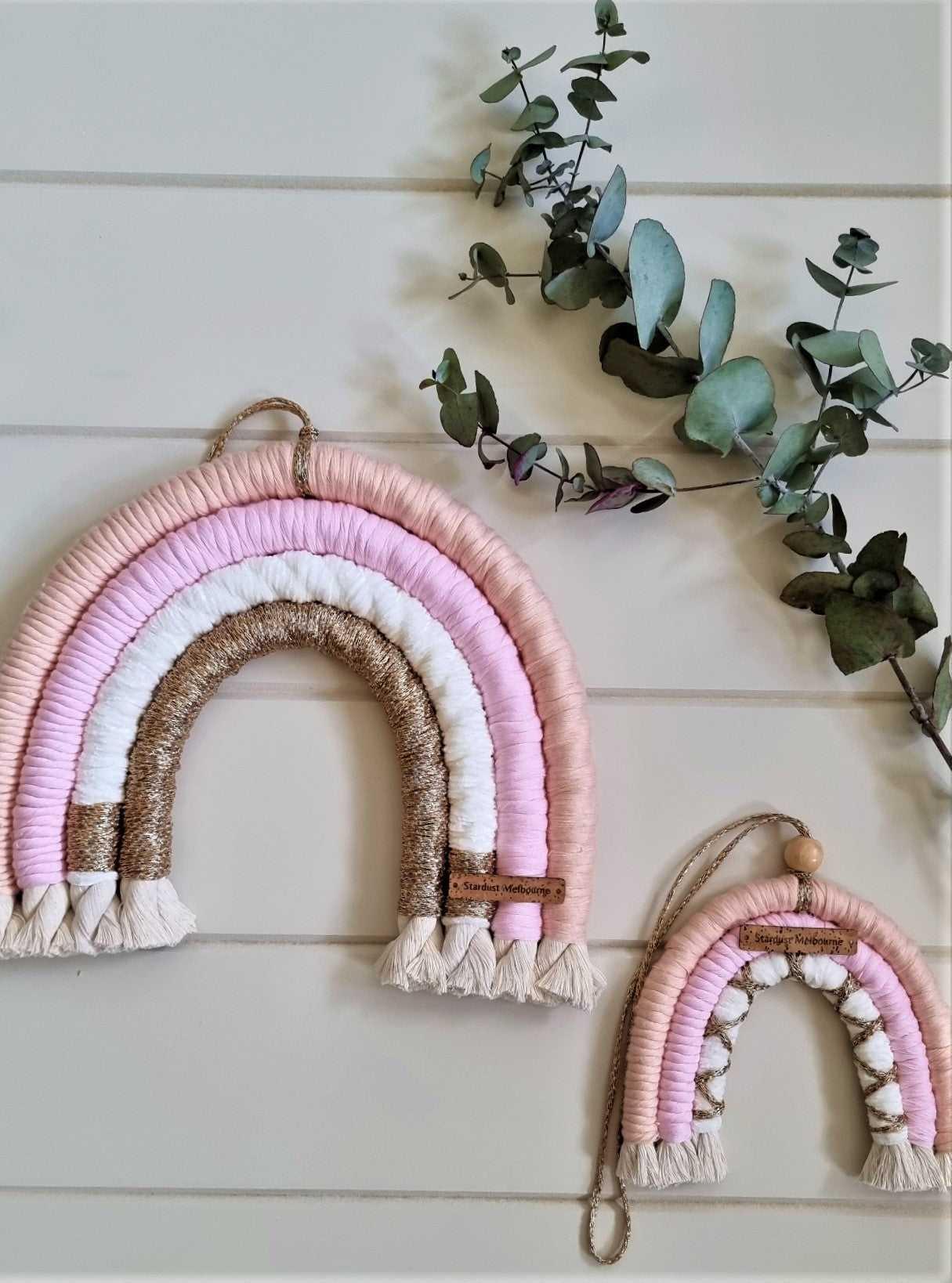 Small Rainbow Macrame  Wall Hanging Rainbow Decoration - Stardust Melbourne