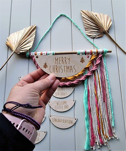 Wood Sign with Macrame Rainbow Wall Hanging | handmade macrame Stardust Melbourne