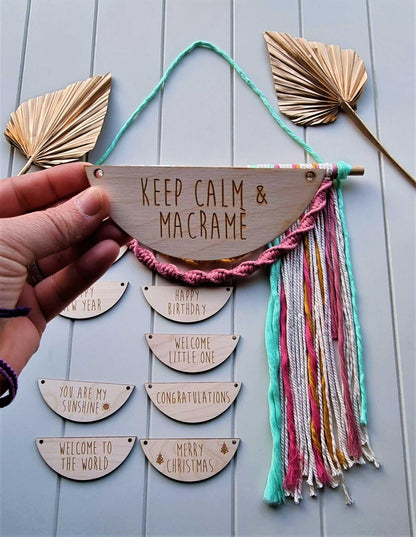 Wood Sign with Macrame Rainbow Wall Hanging | handmade macrame Stardust Melbourne